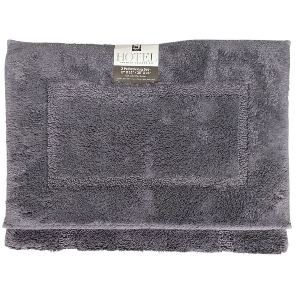 Member's Mark Hotel Premier 100% Cotton Bath Rug Set, 2pc - Grey Stone